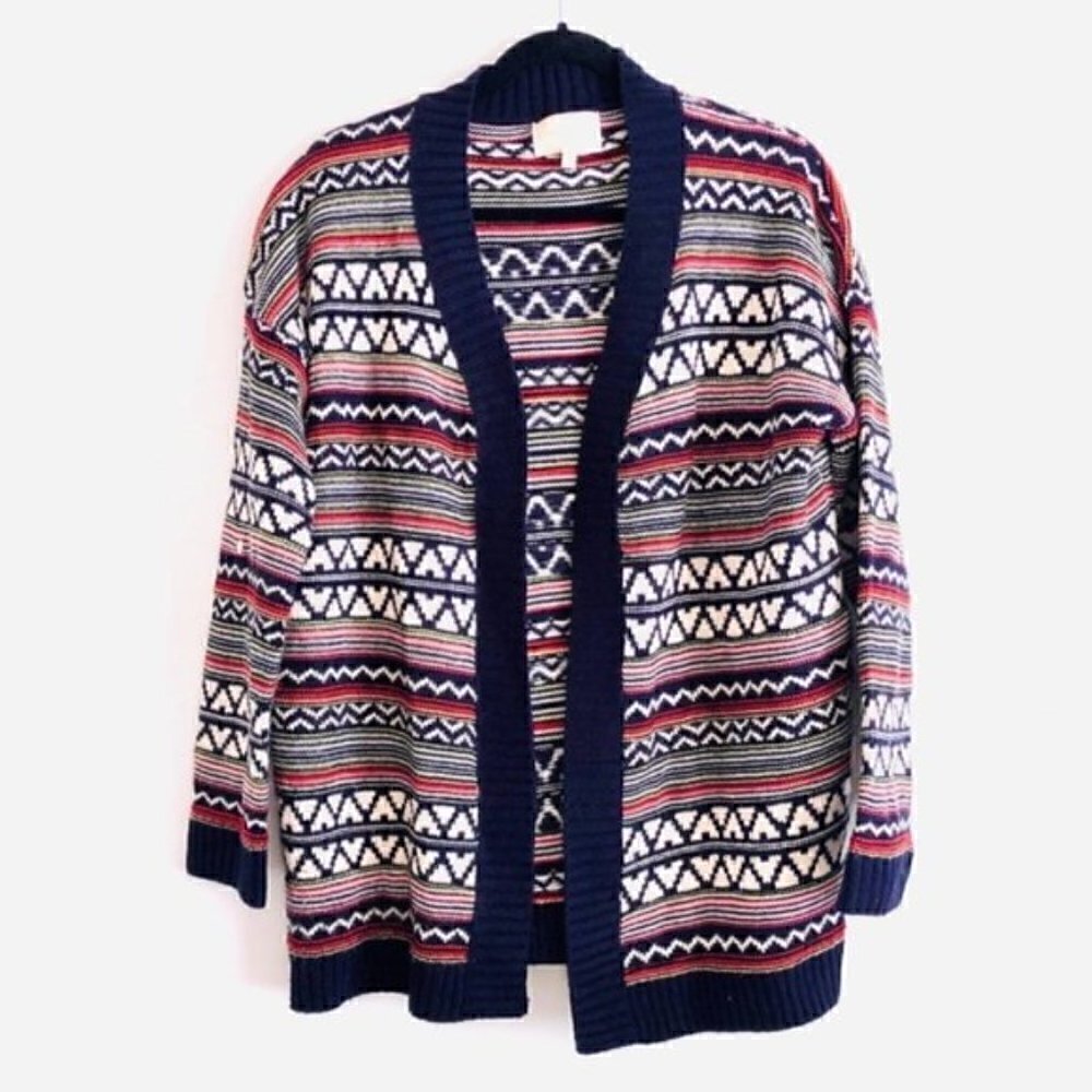 skies are blue Cardigan S Oversized Grandpa Bohemian Patterned Vintage Inspired